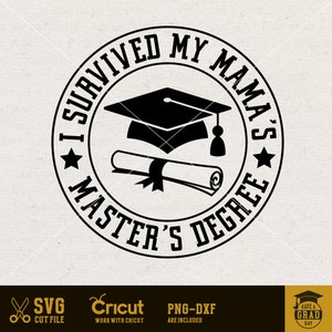 I survived my mama's master degree, Funny son daughter of mom mother master school graduation saying svg for shirt, digital download