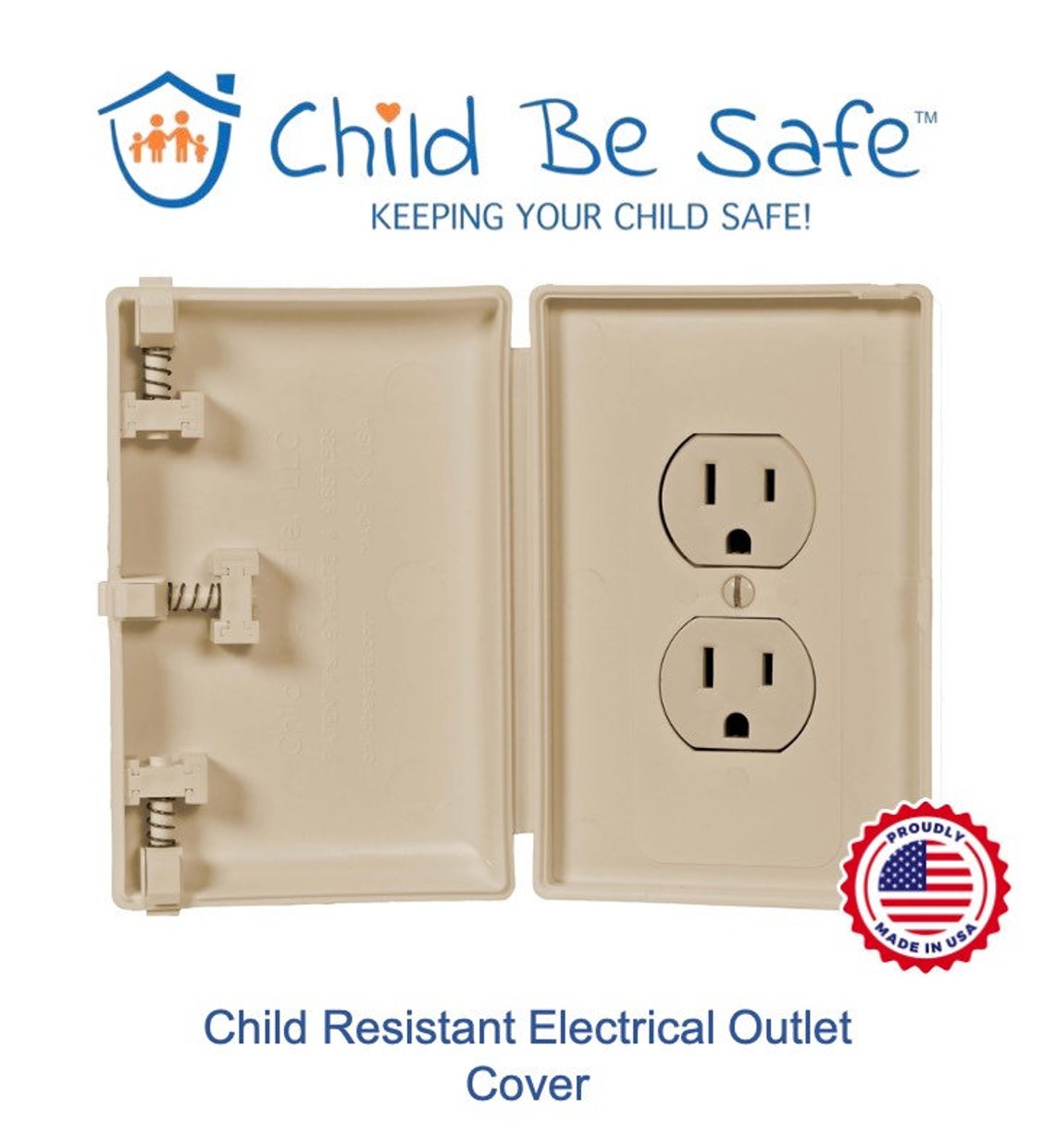 Child Be Safe Child & Pet Proof Wall Outlet Safety Cover Guard, WHITE
