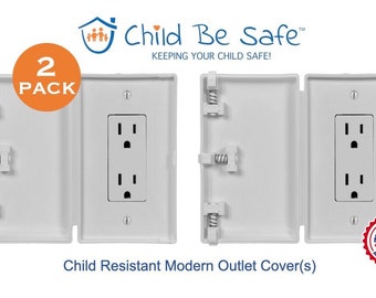 Protector infantil para enchufes e interruptores de pared, diseño moderno (paquete de 2), blanco o marfil.
