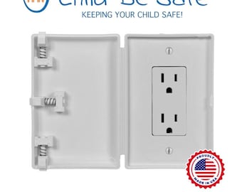 Protector de enchufe de pared a prueba de niños: Diseño rectangular moderno Decora, fabricado en EE. UU., blanco o marfil.