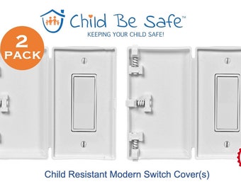 Protector infantil para interruptores de luz y enchufes: Diseño moderno (paquete de 2), blanco o marfil.