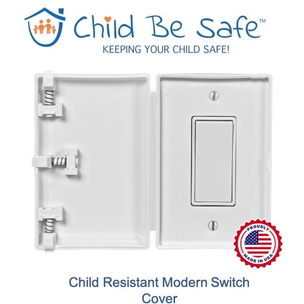 Child Be Safe - Child & Pet Proof Rocker Switch and Wall Outlet Safety Cover Guard, WHITE or IVORY (Single, Rocker Switch and Outlet Design)