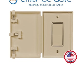Protector de interruptor de luz basculante a prueba de niños: seguridad para mascotas y bebés, color marfil o blanco.