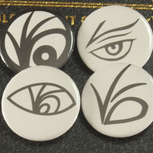 A Series of Unfortunate Events inspired "Eye/VFD" buttons.