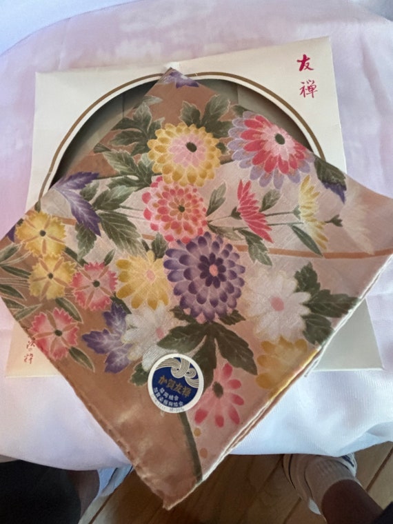 Flowered Silk Handkerchief - image 1