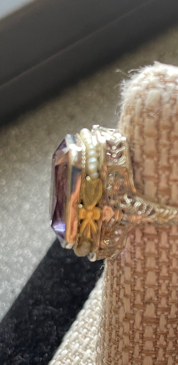 Carved Gold amethyst ring - image 2