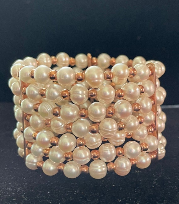 Bracelet of Seven strands of pearls set with tiny… - image 1