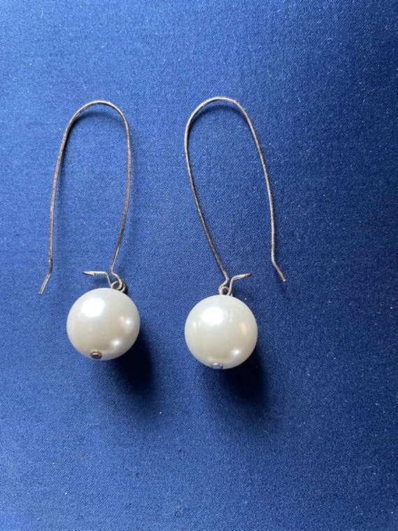 Faux white pearl earrings