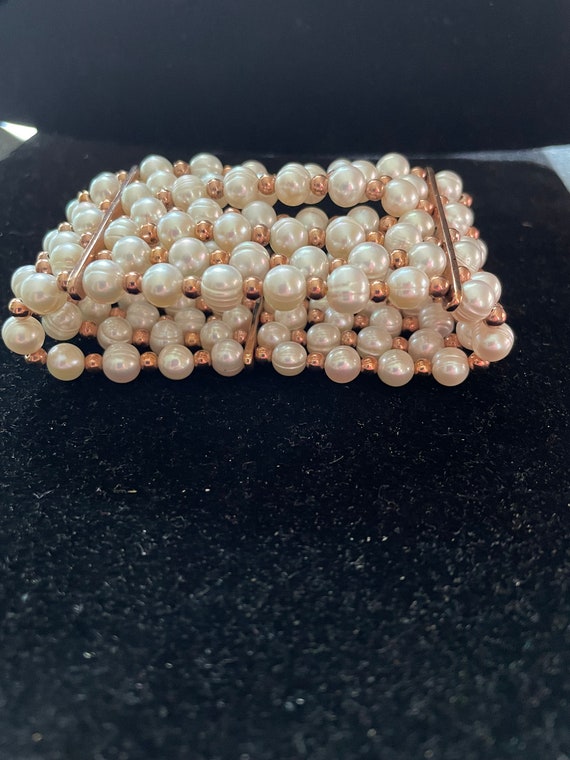 Bracelet of Seven strands of pearls set with tiny… - image 3