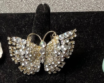 rhinestone  butterfly ring