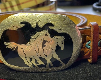 Montana Silversmiths Sterling Silver Plate Quarter Horse Belt