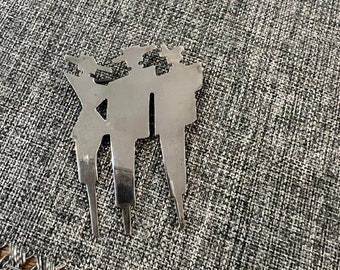 Vintage Mexico Sterling Silver Silhouette Pin- 3 ladies with hats