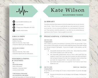 Nurse Resume Template for Word & Pages, CV Template, Modern Resume Template Instant Download, Simple Resume, Cover Letter, 1, 2 Pages, Easy