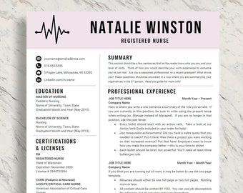 Nurse Resume Template for Word & Pages, CV Template, Modern Resume Template Instant Download, Simple Resume, Cover Letter, 1, 2 Pages, Easy