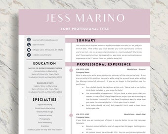 Resume Template for Word | 1 & 2 Page Professional Resume Template, Cover Letter | Instant Download |Nursing Resume Template Professional CV