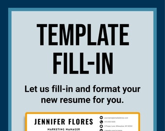 Resume Template Fill-In, Premium Design Service, Professional Resume Editing, Modern Resume Template, Custom Service, Word, Pages, Value