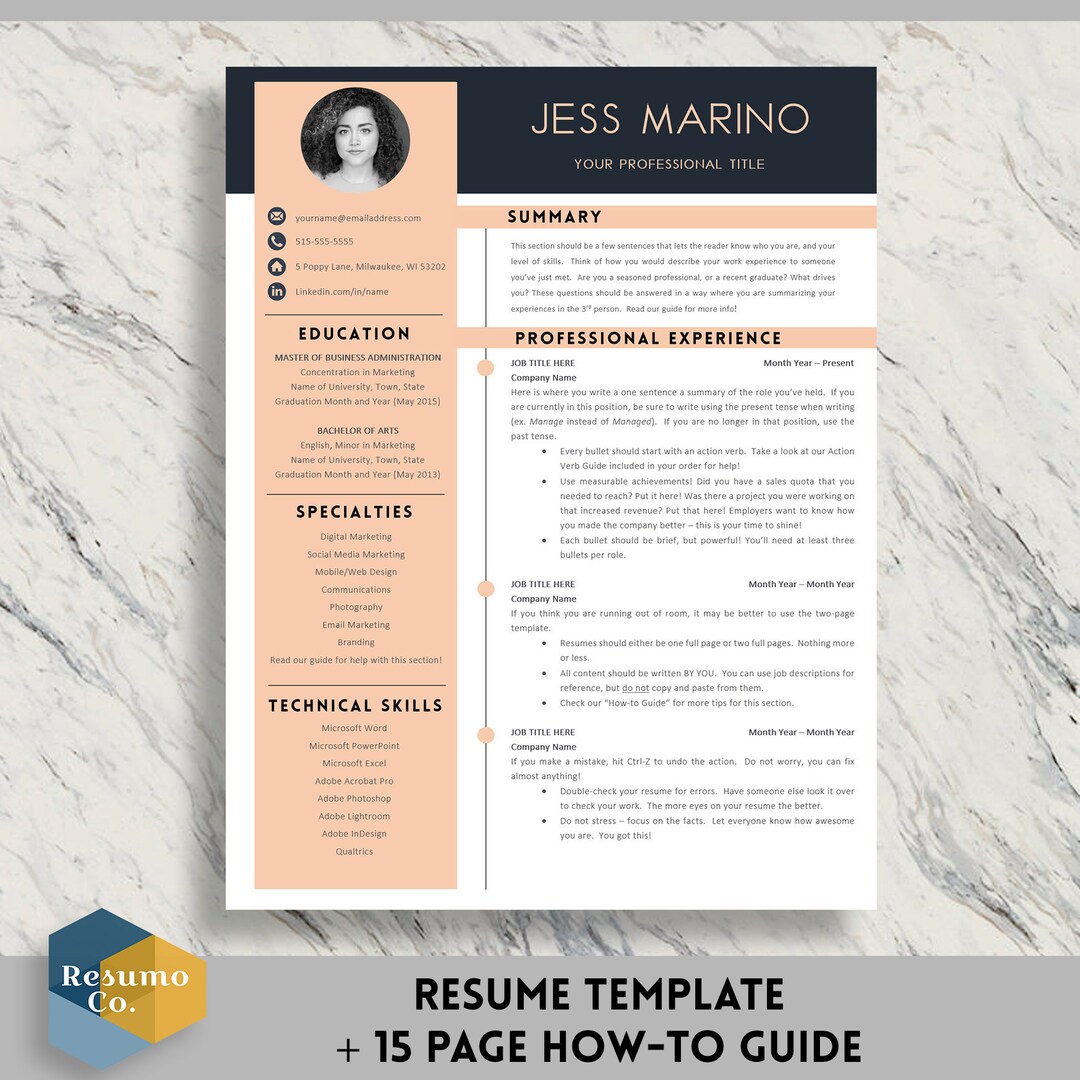 Modern Resume Template With Cover Letter and References for Microsoft ...