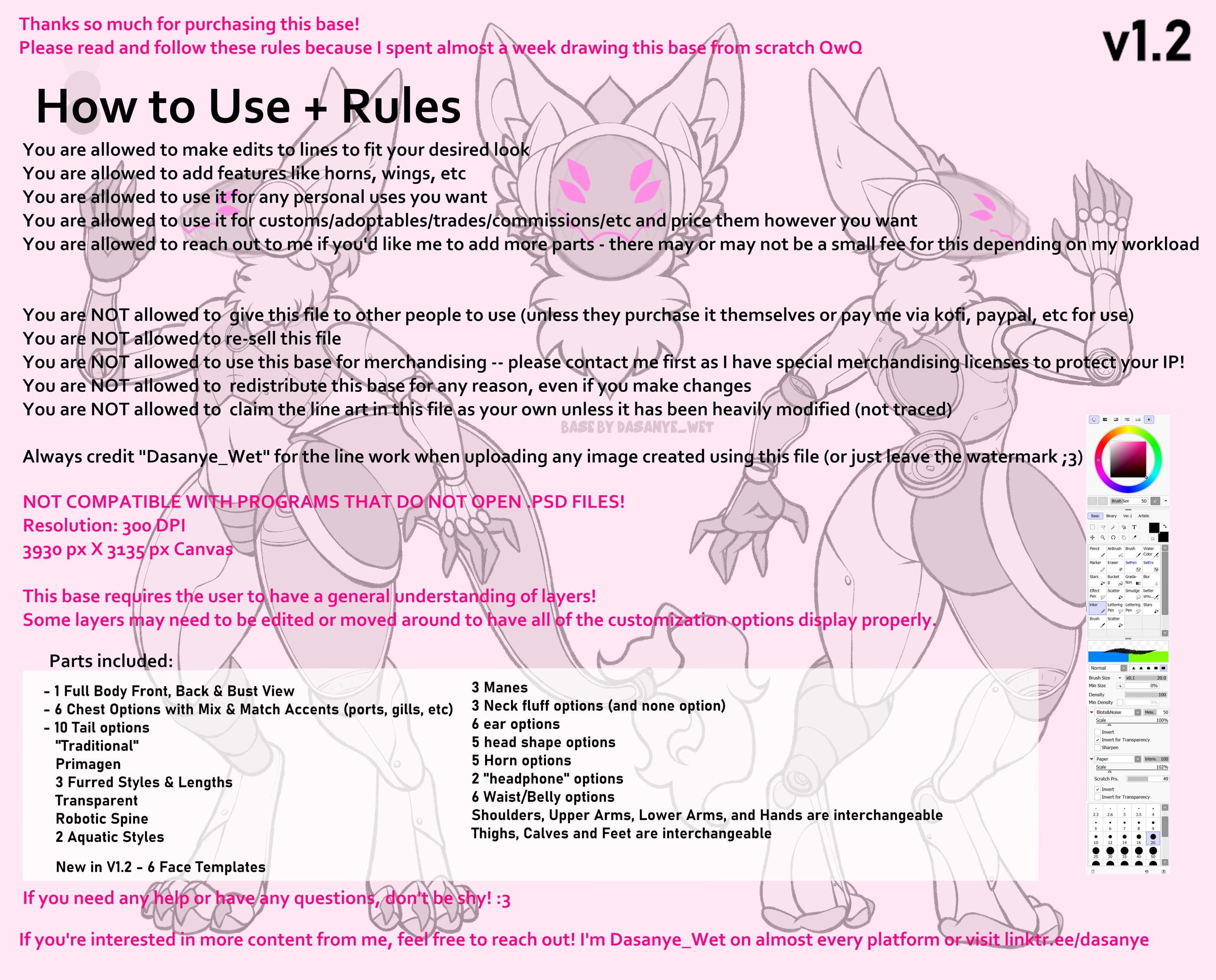P2U Customizable Protogen Reference Sheet Adoptable Base Including ...