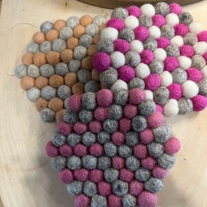 Handmade wool felt ball coasters / Sustainable coaster