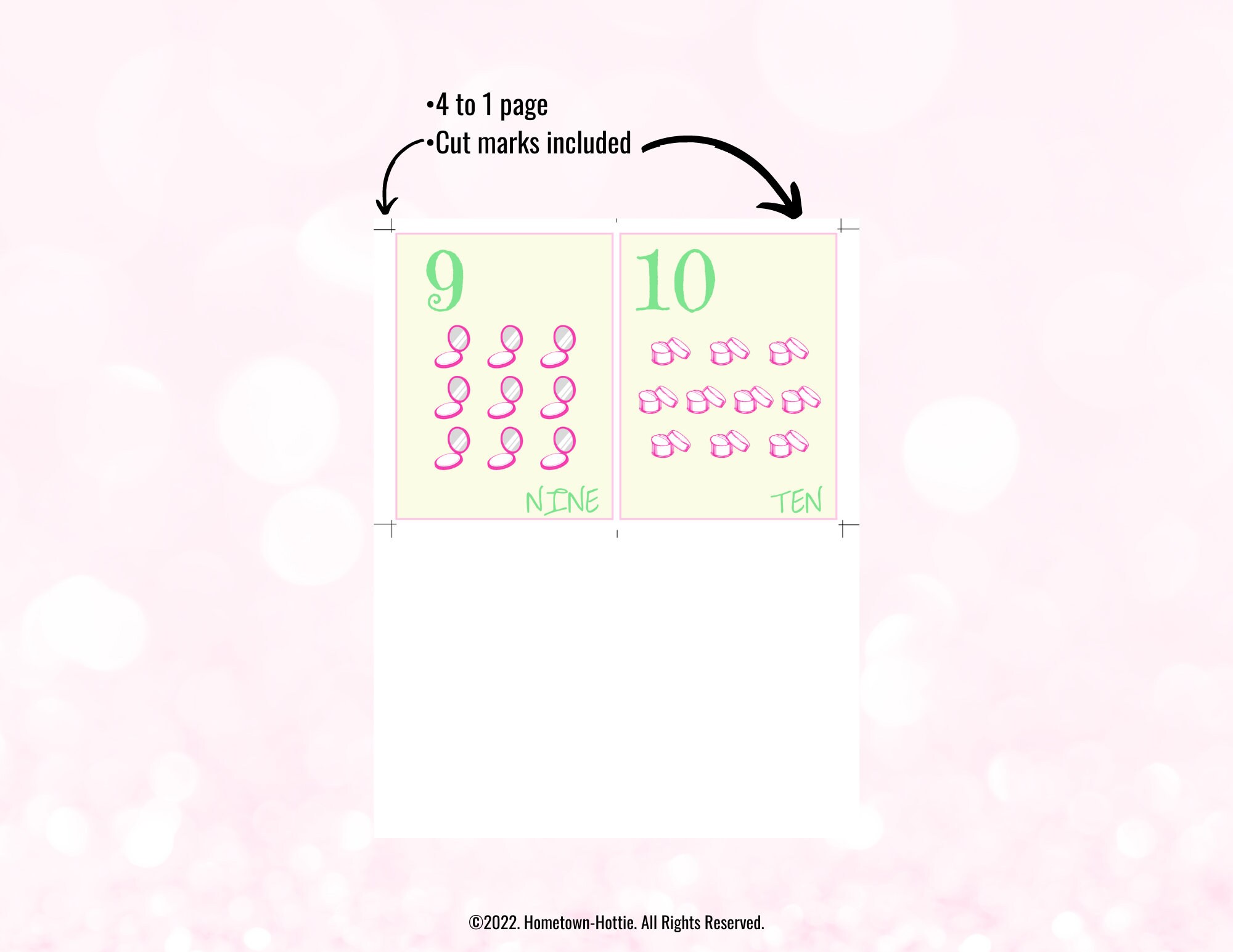Numbers Flashcards Makeup Artist Homeschool Nursery Wall Art Education ...