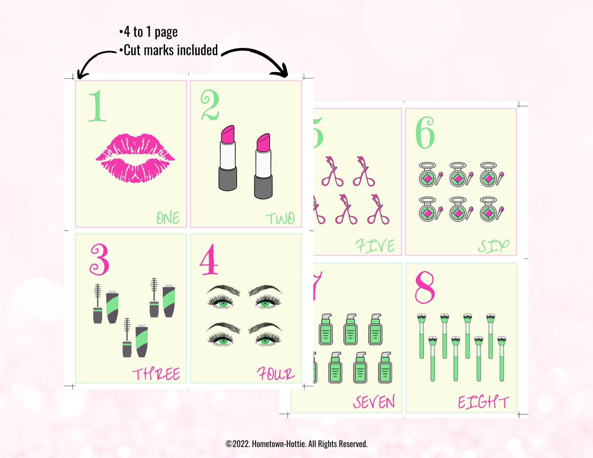 Numbers Flashcards Makeup Artist Homeschool Nursery Wall Art Education ...
