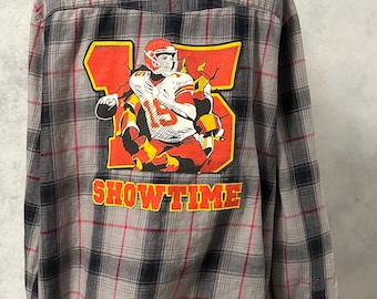 Custom Game Day, Flannel shirt, Long Sleeve, Pro, College, Football, High school, Team, Apparel, Upcycled, Reworked, Gameday Outfit, Hockey