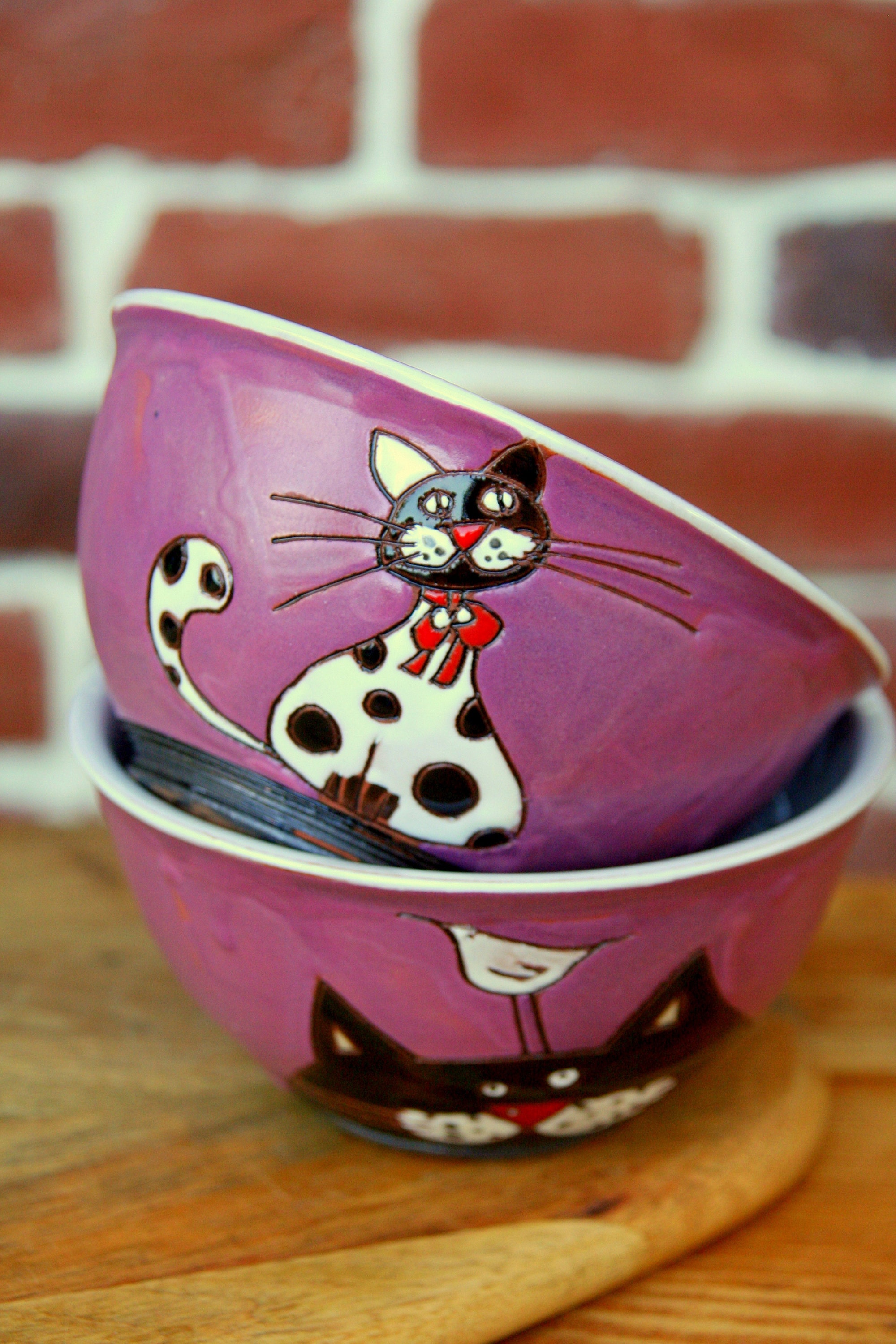 Ceramic Cat Bowl Noodle Bowl Unique Wheel Thrown Bowl Snack Etsy