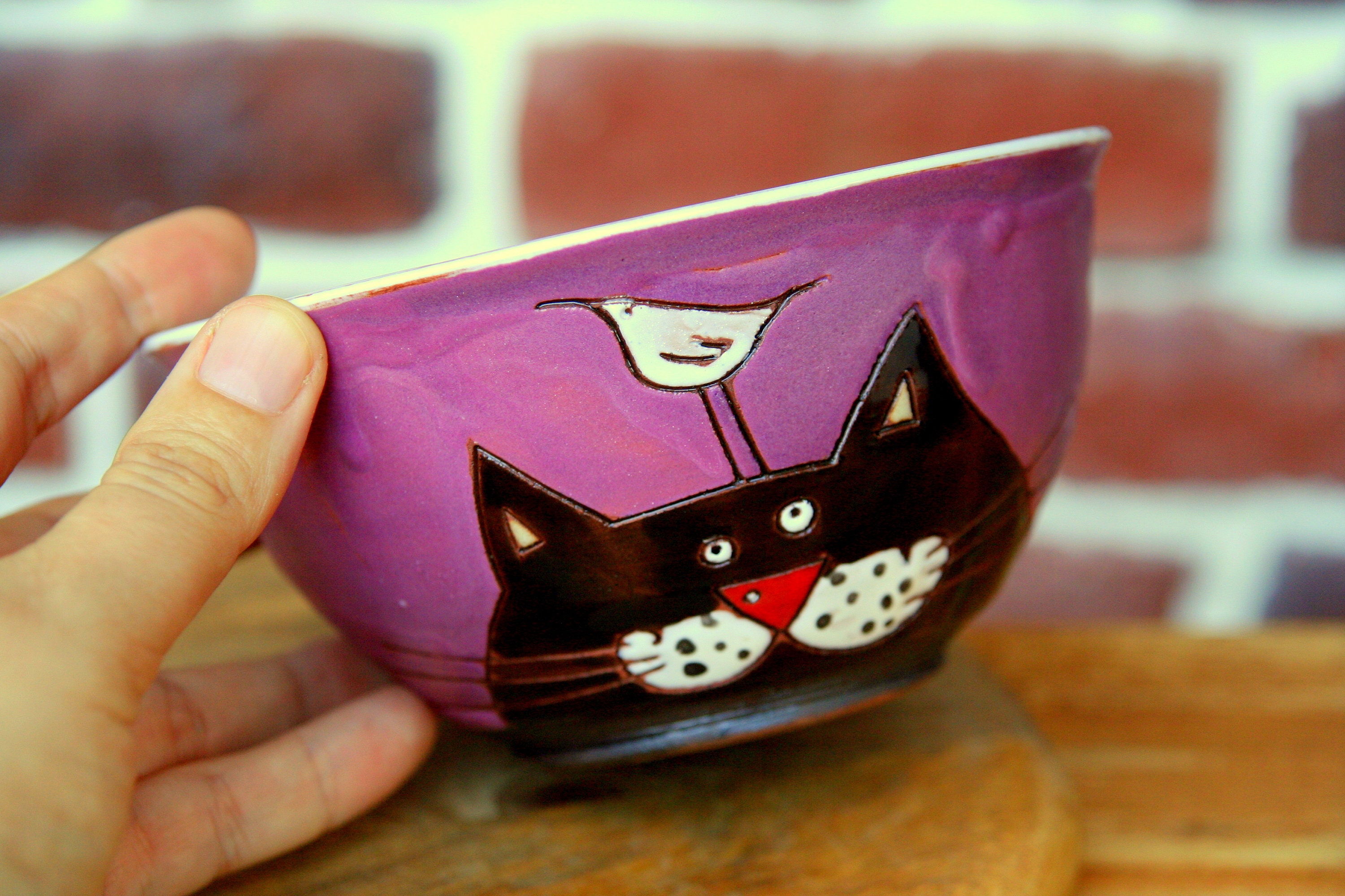 Ceramic Cat Bowl Noodle Bowl Unique Wheel Thrown Bowl Snack Etsy
