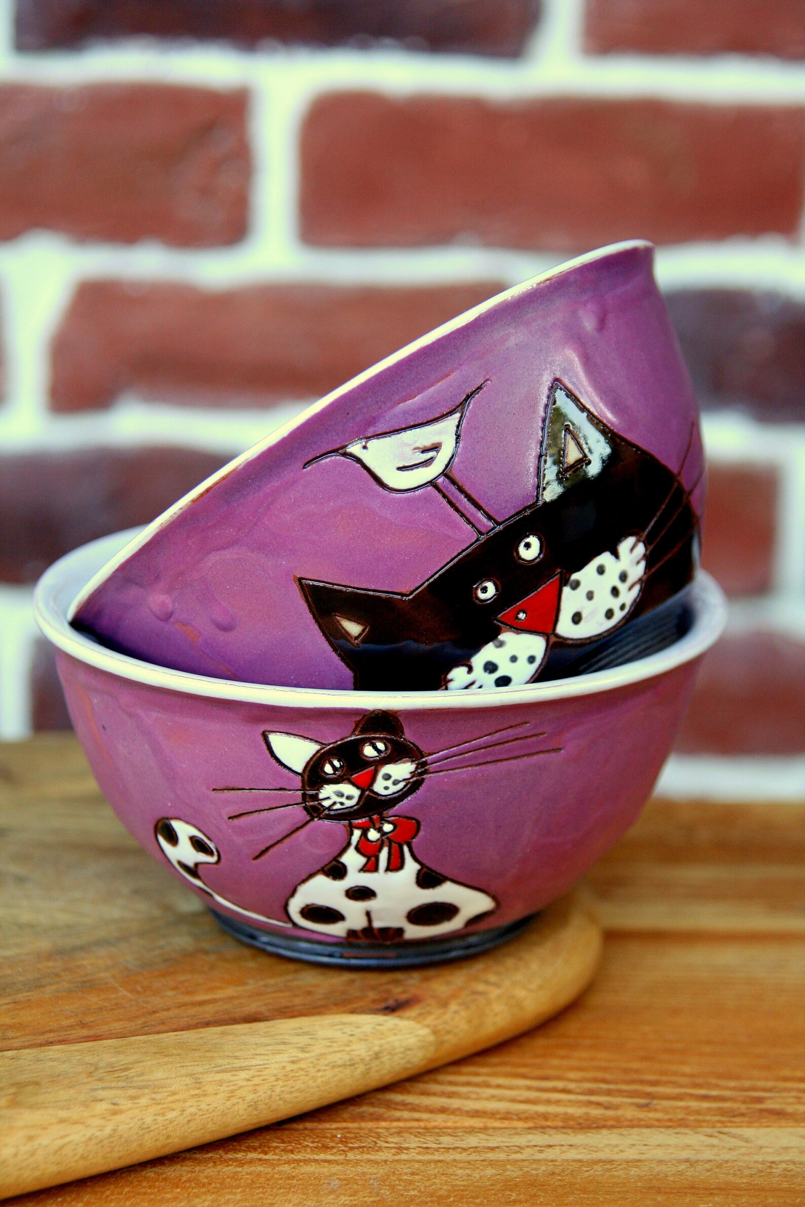 Ceramic Cat Bowl Noodle Bowl Unique Wheel Thrown Bowl Snack Etsy