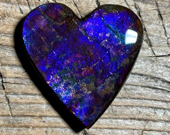 Purple Blue Ammolite Cabochon, Freeform Ammonite Gemstone