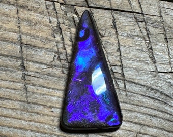 Ammolite Cabochon, Freeform Ammonite Gemstone, Blue Purple