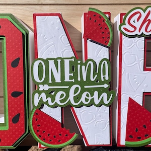 Watermelon CARDSTOCK 3D Letters