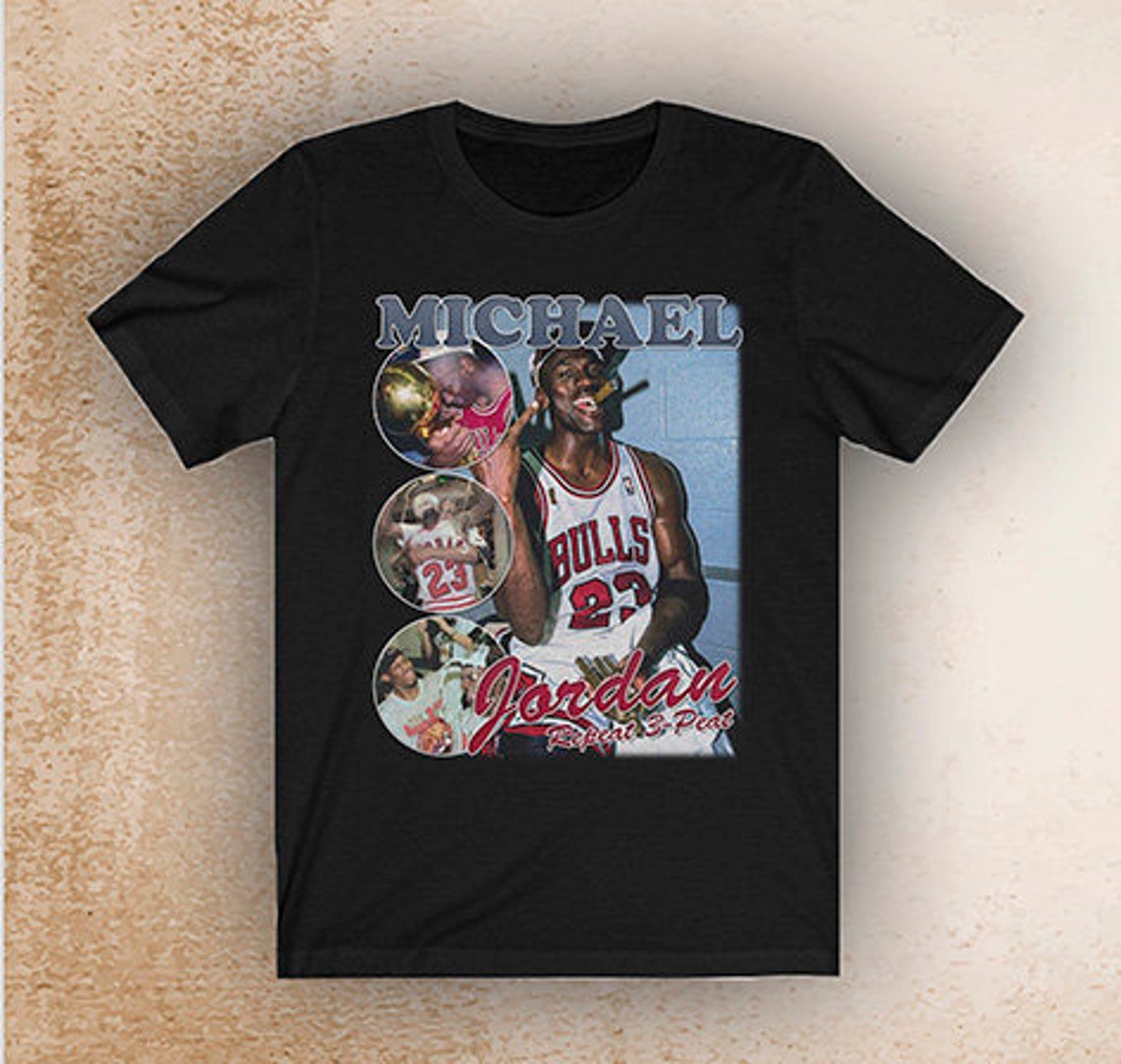 Michael Jordan Three Peat Bootleg Rap Shirt Tee Vintage T Etsy