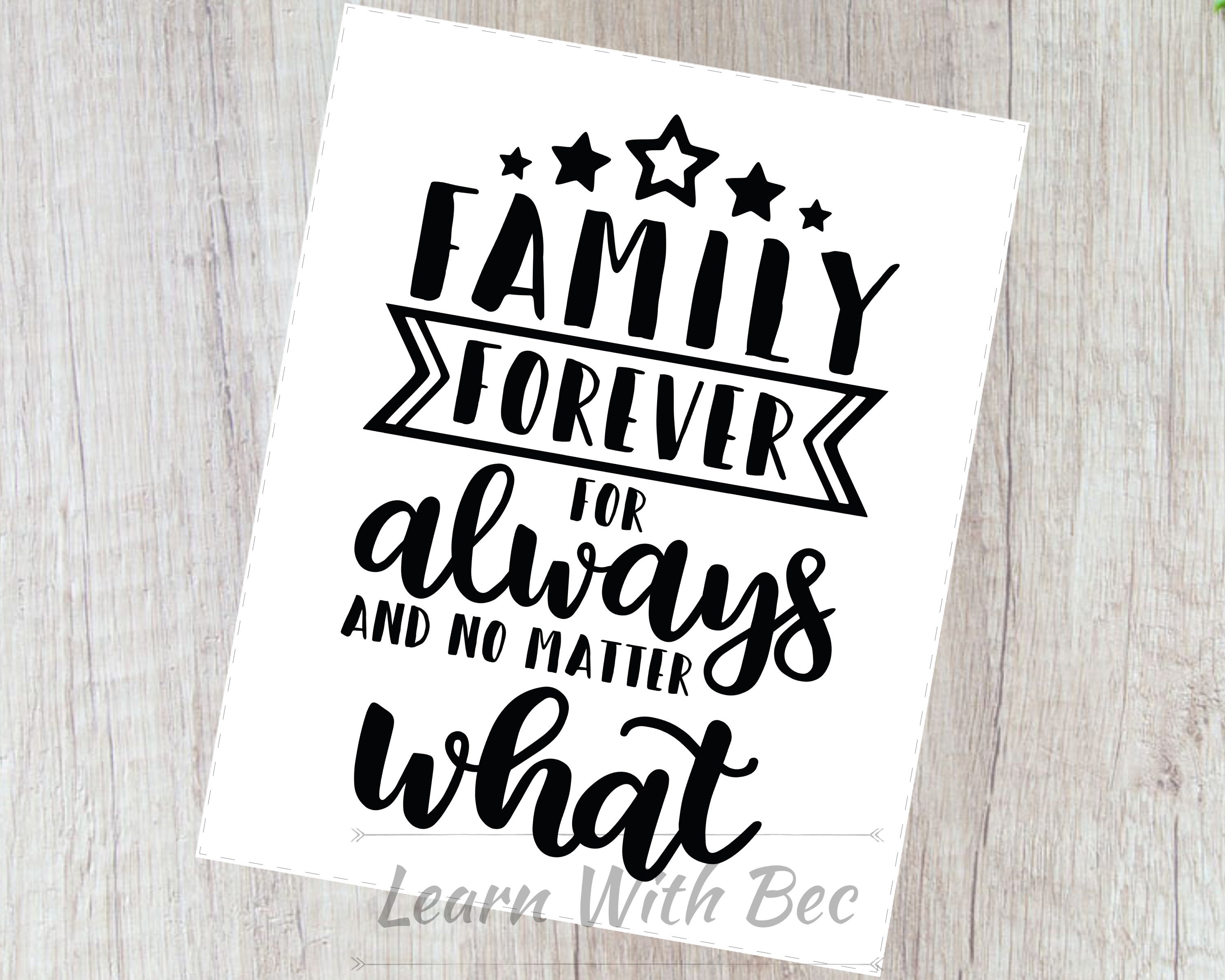 Family Forever And Always No Matter What Print Digital Print Etsy