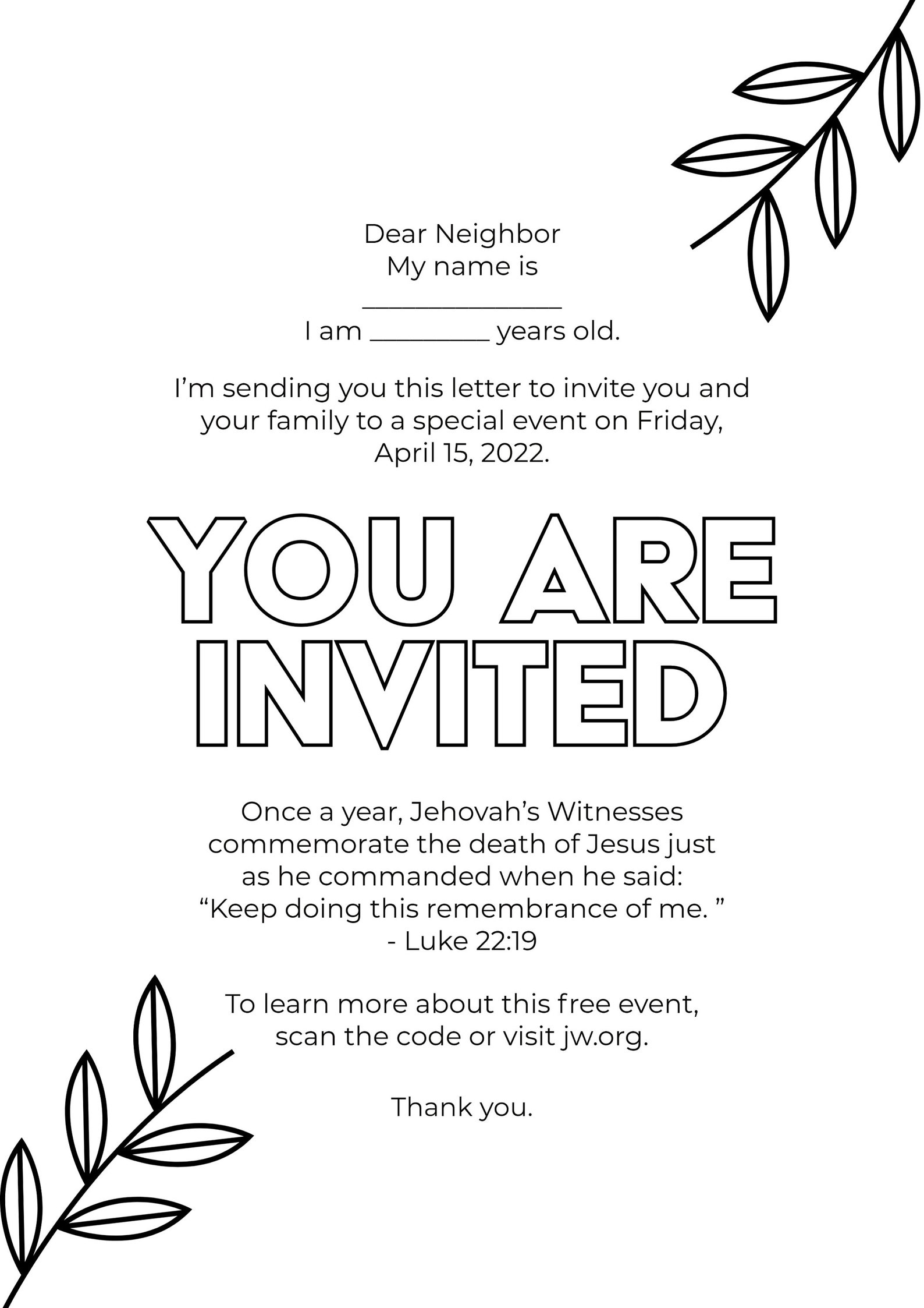 JW Kids Letter Writing Memorial Invitation 2022 add Your Own Etsy