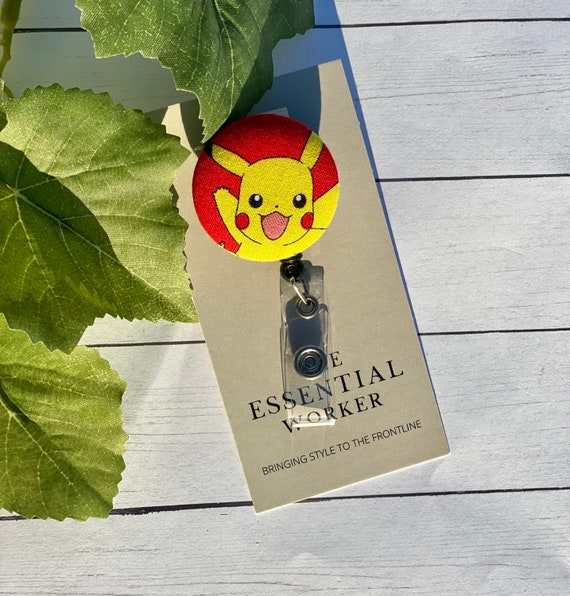 Pikachu Badge Reel, Yellow Retractable ID Holder, Pokémon ID Holder, Anime,  Nurse Gift, Teacher Present, Mouse Badge, Cartoon Character