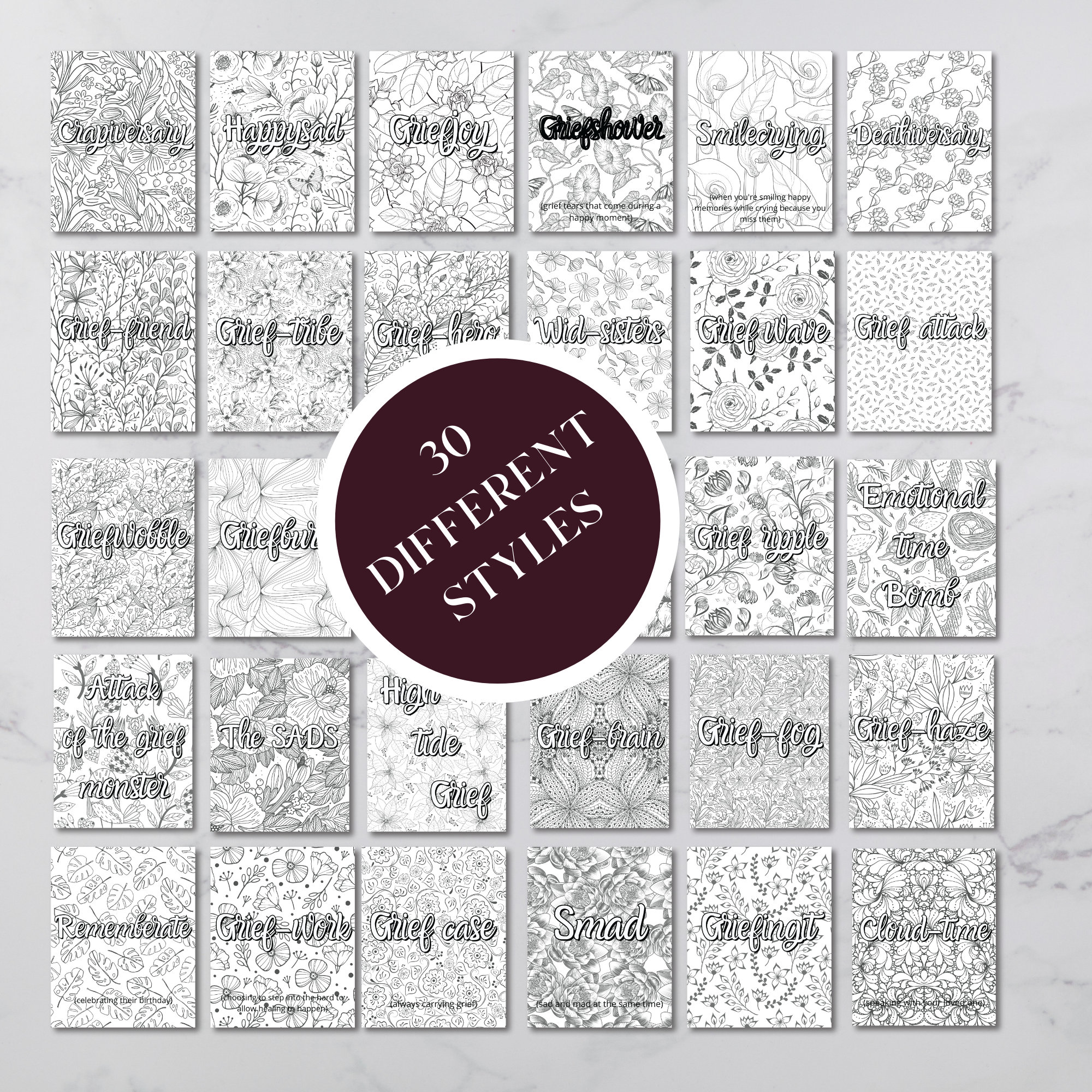 Download 30 Healing Adult Coloring Pages Flower Coloring Pages Grief | Etsy