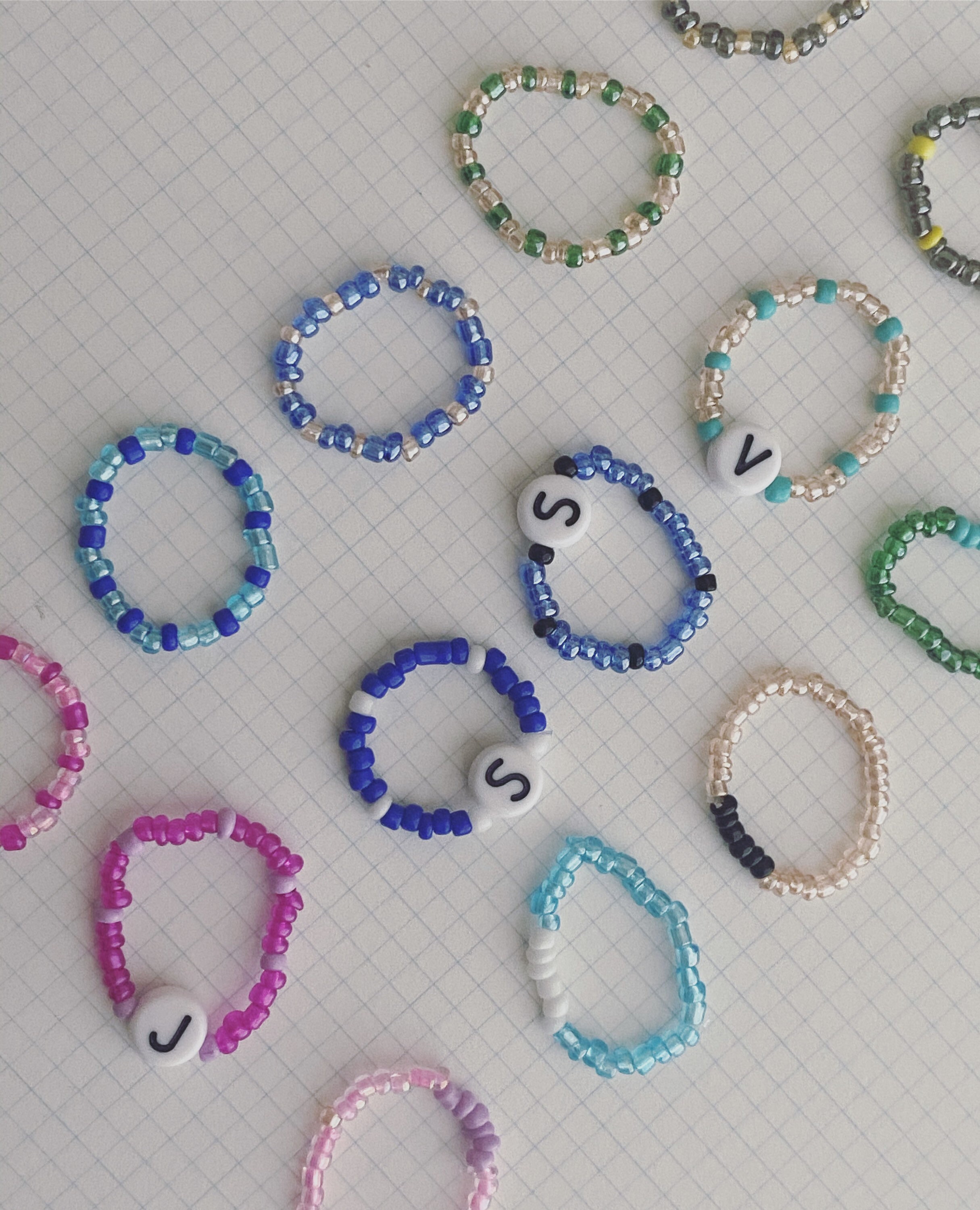 Letter Seed bead ring set cute seed bead rings stackable Etsy