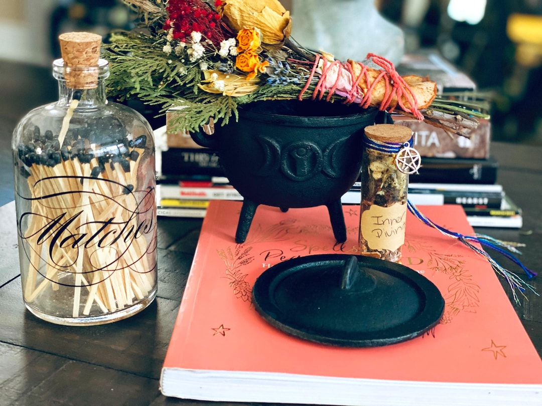 Handmade Black Cast Iron Cauldron: Witchy Altar Decor, Ritual Vessel ...
