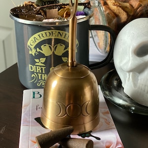 Triple Moon Brass Witch Bell: Sound Healing, Ritual Clearing