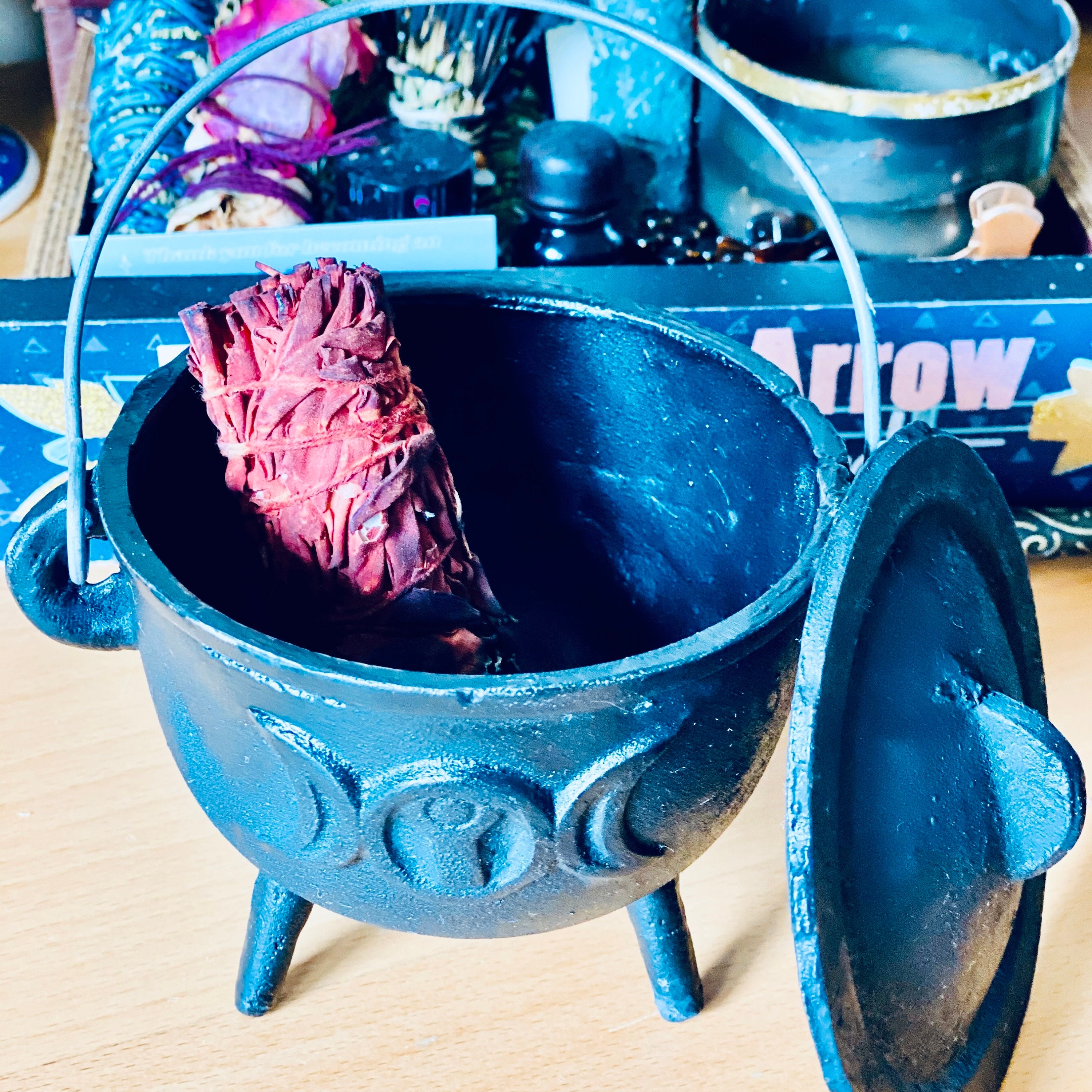 Handmade Black Cast Iron Cauldron: Witchy Altar Decor, Ritual Vessel ...