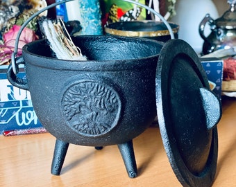 Cauldron, cast iron, incense burners, resin, incense, charcoal, witchcraft, rituals, cleansing, sage bundles, spells, wiccan, pagan, altars