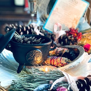 Handgemachter Schwarzer Gusseisen Kessel: Hexen Altar Dekor