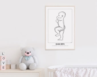 Personalized 1:1 Scale Birth Poster | Sketch