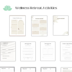 13 activiteiten voor wellnessretraites I Afdrukbare pdf JPG I Direct downloaden I Reflectie I Dankbaarheid I Vision Board I Creativiteit