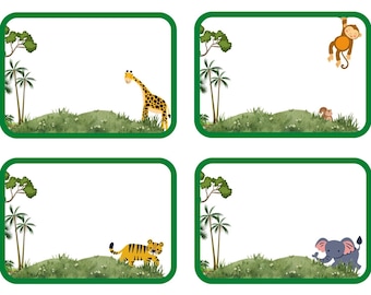 Zoo Animals Children's Name Tag [Instant Download] 8x11 Nametag Placemat Setting Gift Tag White Background Printable Girls & Boys Unisex