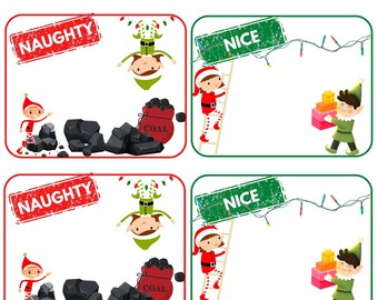 Naughty or Nice - [Instant Download] - Name Tag - Labels - Table Setting - Gift Tag - Christmas Game - Naughty List