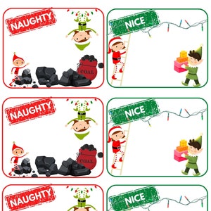 Naughty or Nice - [Instant Download] - Name Tag - Labels - Table Setting - Gift Tag - Christmas Game - Naughty List