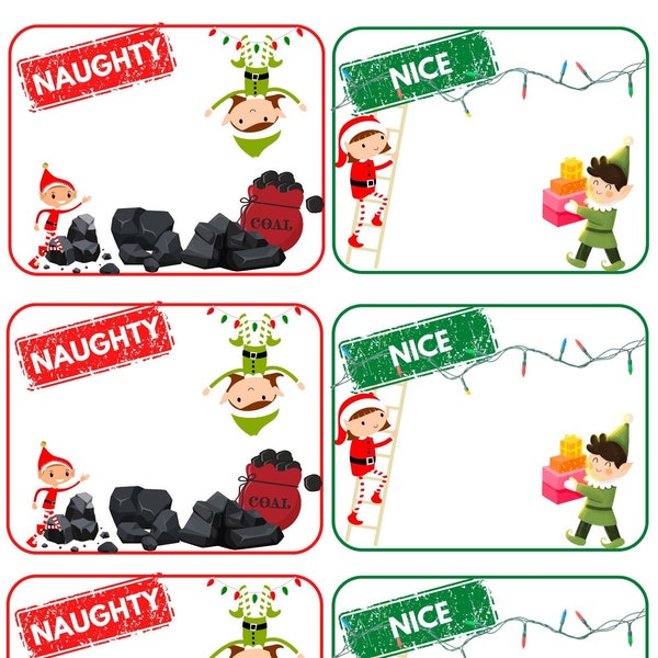 Naughty or Nice - [Instant Download] - Name Tag - Labels - Table Setting - Gift Tag - Christmas Game - Naughty List