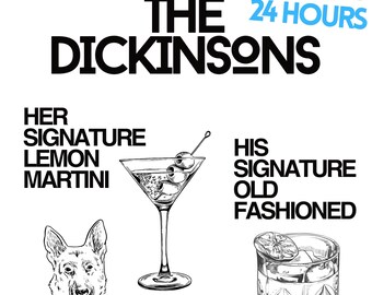 His & Hers Drink Menu Printable | Customizable Drink Sign for Weddings and Parties | PDF Drink Labels | Instant Download I Dog